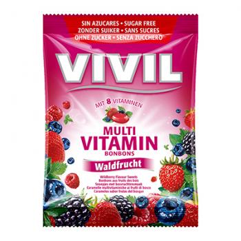 Bomboane multivitamine cu fructe de padure, fara zahar 60 gr VIVIL