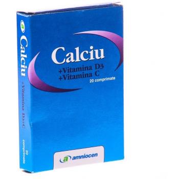 Calciu + vitamina c + vitamina d3 20 cps AMNIOCEN