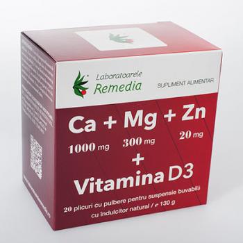 Ca+mg+zn +vitamina d3 20 pl REMEDIA