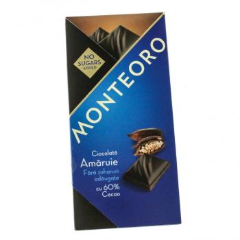 Ciocolata amaruie fara zahar monteoro 90 gr SLY NUTRITIA