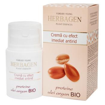 Crema cu efect imediat antirid cu proteine si ulei de argan bio 50 ml HERBAGEN