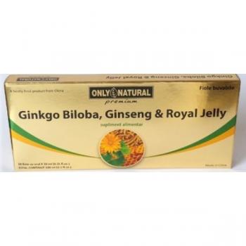 Fiole cu extract de ginkgo biloba, ginseng & royal jelly 10ml 10 ml ONLY NATURAL