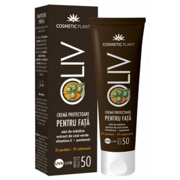 Oliv-crema protectoare pentru fata spf 50 cu ulei de masline,extract de ceai verde,vit.e,pantenol 50 ml COSMETIC PLANT