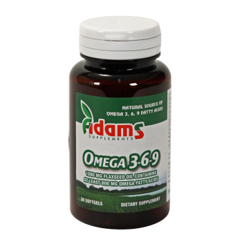 Omega 3, 6, 9, ulei din seminte de in 30 cps ADAMS SUPPLEMENTS