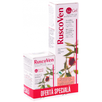 Pachet ruscoven plus 50 cps +ruscoven gel  100 ml gratis 1 gr ABOCA