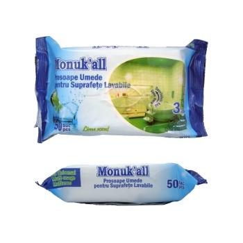 Prosoape umede pentru suprafete lavabile  50 gr MONUK ALL