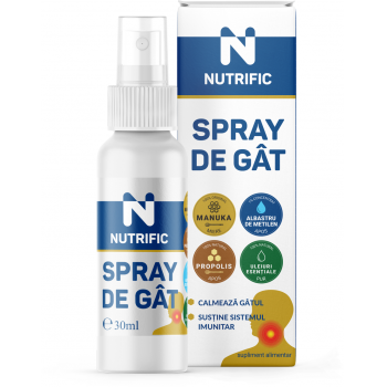 Spray de gat si gura cu manuka, propolis, albastru de metilen si uleiuri esentiale 30 ml NUTRIFIC
