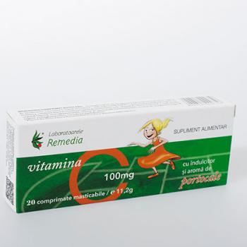 Vitamina c 100mg cu aroma de portocala 20 cpr REMEDIA