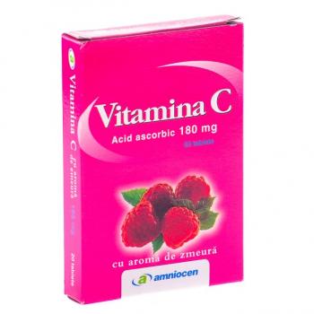 Vitamina c cu aroma de zmeura 20 tbl AMNIOCEN