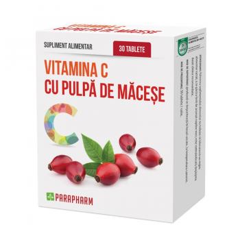 Vitamina c cu pulpa de macese 30 tbl PARAPHARM