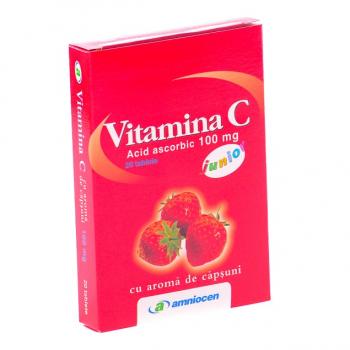 Vitamina c junior, cu aroma de capsuni 20 tbl AMNIOCEN