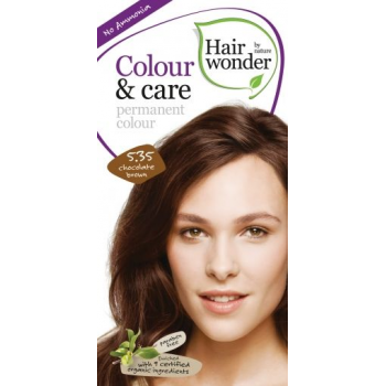 Vopsea permanenta fara amoniac, Colour & Care, 5.35 Chocolate Brown, Hairwonder  40+20 ml HENNAPLUS