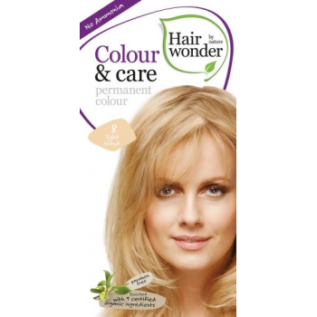 Vopsea permanenta fara amoniac, colour & care, 8 light blond, hairwonder  40+20 ml HENNAPLUS